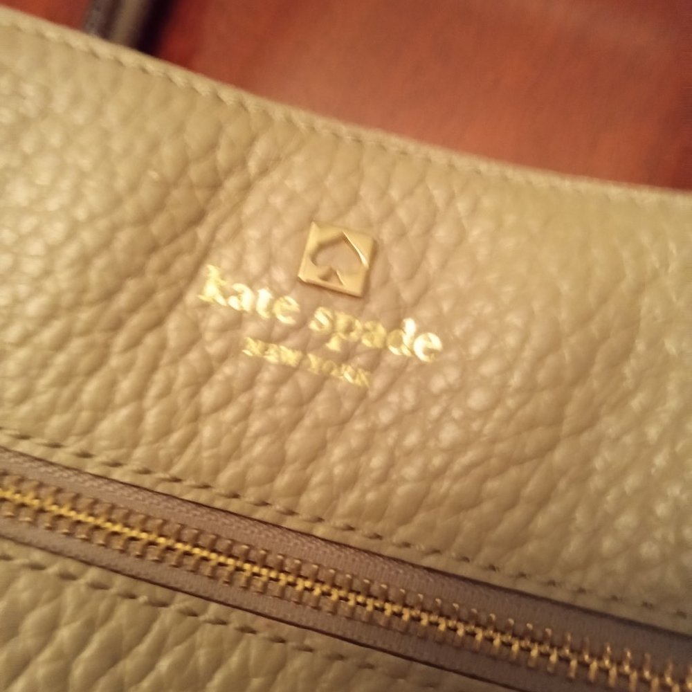 Kate Spade gray/taupe leather tote - Picture 2 of 12
